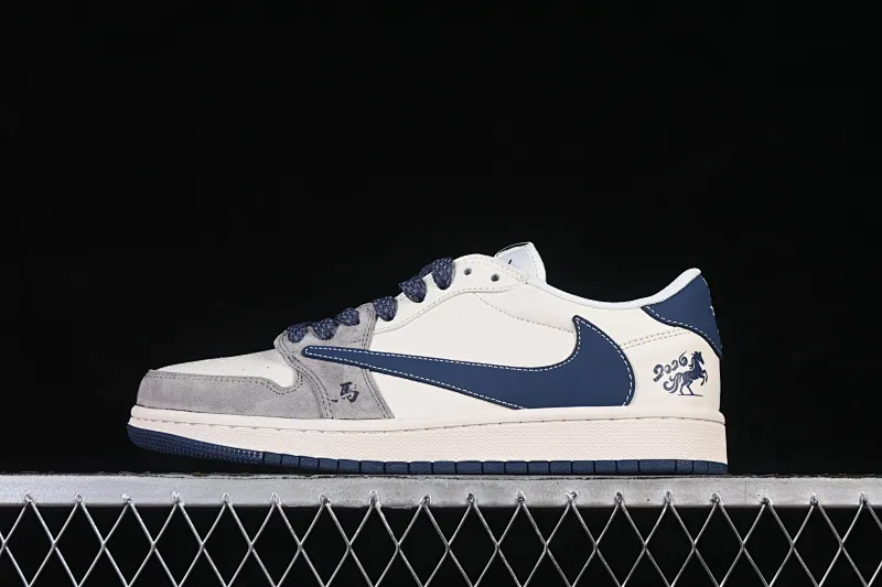All categories Air Jordan Jordan series basketball shoes Air Jordan 1 Low High-end customized low-top sneakers Travis Scott x Fragment Design x Air Jordan 1 Low OG SP AJ1 Joe 1 Gucci joint white gray navy low-top cultural and casual sneakers MY9969-803